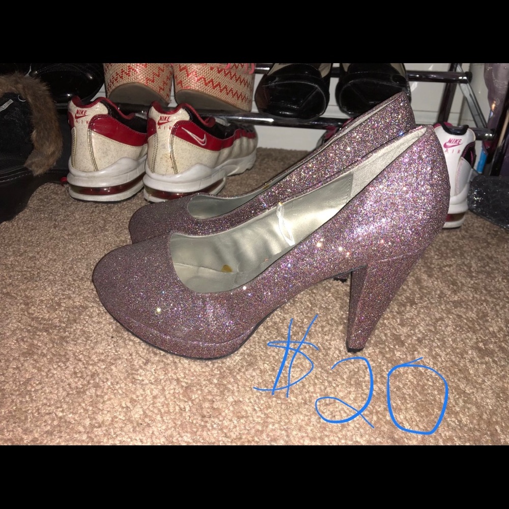 Purple glitter heels